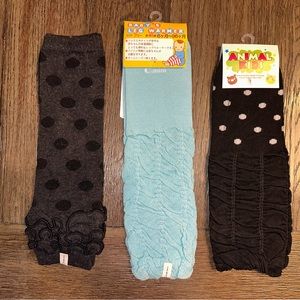 NEW 3 pairs of Child Leg Warmers Polka Dots Aqua Dance